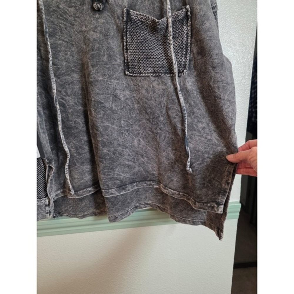 Main Event Washed Black Hooded Top Women's Small Oversized Boho - Picture 12 of 13